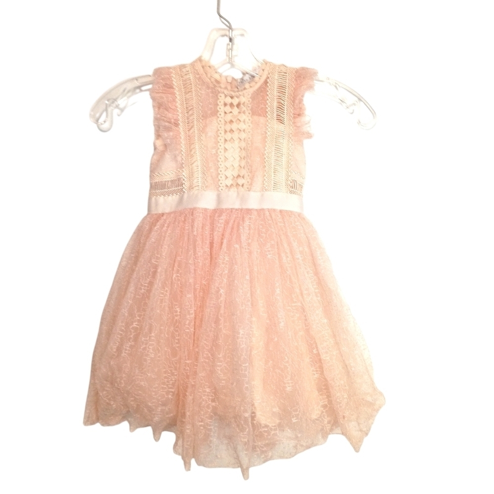 Trish Scully - Elegant Peach Lace Dress - Size 3